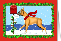 Boxer Dog Christmas Holiday Mail card