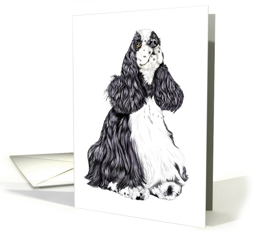 Cocker Spaniel Dog BW Parti card (270355)