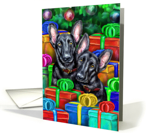 Black German Shepherd Dog Puppy Christmas card (287617)