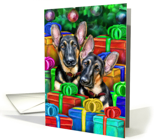 German Shepherd Dog Puppy Christmas card (287661)