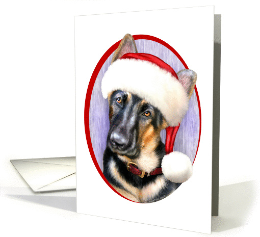 German Shepherd Dog Puppy Santa card (287965)
