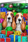 Basset Hound Christmas Open Gifts card