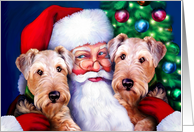 Santa’s Airedale Terriers at Christmas card