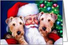 Santa’s Airedale Terriers at Christmas card