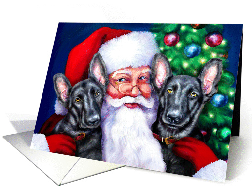 Santa's Black German Shepherds at Christmas card (292135)