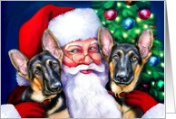 Santa’s Black & Tan German Shepherds at Christmas card
