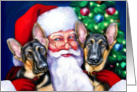 Santa’s Black & Tan German Shepherds at Christmas card