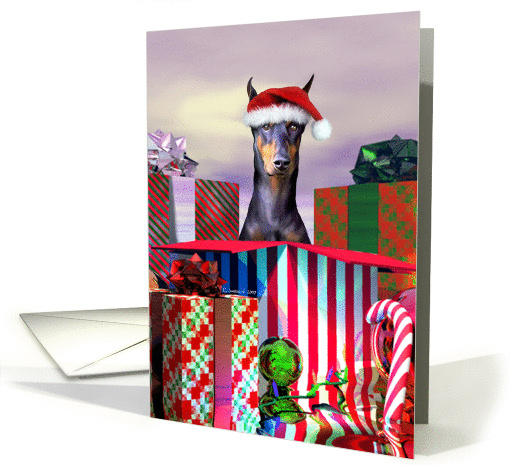 Doberman Pinscher Christmas Surprise card (293694)
