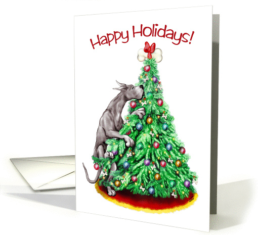 Great Dane Dog Christmas Reach Goals Black card (295772)