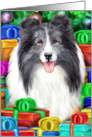 Bi Blue Sheltie Dog Christmas Open Gifts NOW card