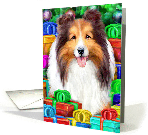 Sable Sheltie Dog Christmas Open Gifts NOW card (315070)