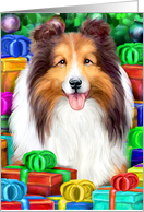 Sable Sheltie Dog Christmas Open Gifts NOW card