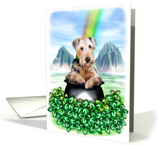 Airedale Terrier Dog Pot of Gold card (50573)