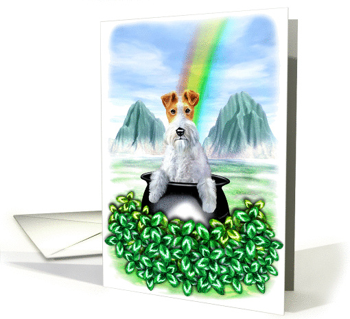 Wire Fox Terrier Dog Pot of Gold card (50587)