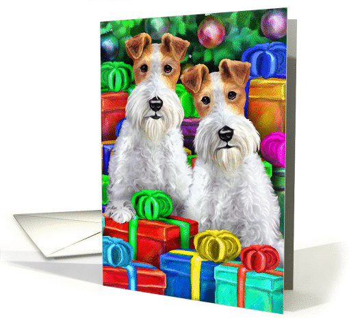 Wire Fox Terrier Christmas Open Now card (50763)