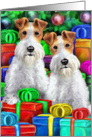 Wire Fox Terrier Christmas Open Now card