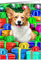 Welsh Corgi Christmas Open Now card