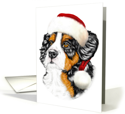 Bernese Mountain Dog Christmas Santa Pup card (50801)