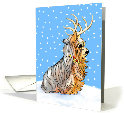 Yorkshire Terrier Dog Christmas Yorkie Deer card (50976)