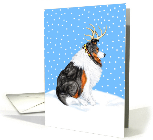 Collie Tri Dog Christmas Collie Deer card (50978)
