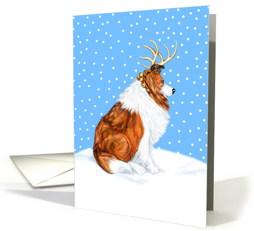 Collie Sable Dog Christmas Collie Deer card (50982)
