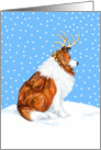 Collie Sable Dog Christmas Collie Deer card