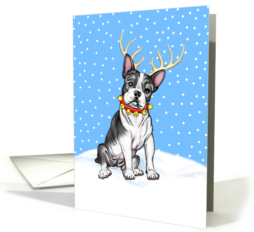 Boston Terrier Dog Christmas Boston Deer card (50984)