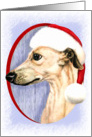Whippet Christmas Fawn in Santa Hat card