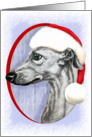 Whippet Christmas Black in Santa Hat card