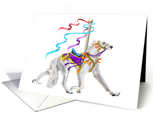 Saluki Dog Art White Carousel card (50996)