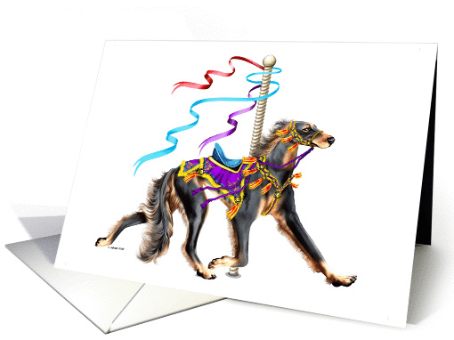 Saluki Dog Art Black & Tan Carousel card (50998)