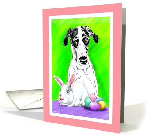Great Dane Dog Easter Art Rabbits Bah card (51068)