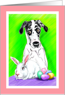 Great Dane Dog Easter Art Rabbits Bah card