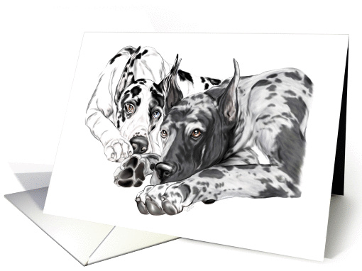 Great Dane Dog Art Inseperable card (51076)