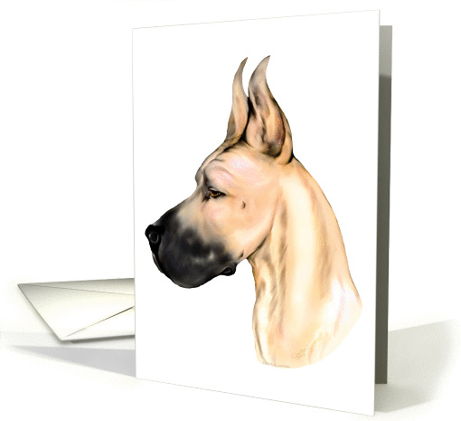 Great Dane Dog Art Fawn Fem Head Study Bust card (51084)