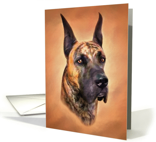 Great Dane Dog Art Brindle Head Study Bust card (51088)