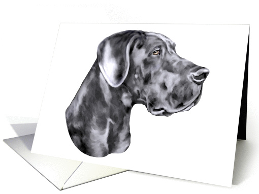 Great Dane Dog Art Blue UC Head Study Bust card (51090)