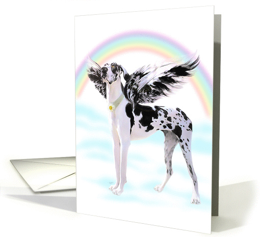 Great Dane Dog Art Harlequin Angel card (51096)