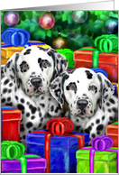Dalmatian Dog Christmas Open Gifts Now card