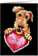 Airedale Terrier Dog Art Valentine Be Mine BLK card