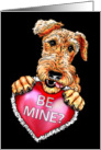 Airedale Terrier Dog Art Valentine Be Mine BLK card