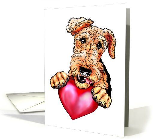 Airedale Terrier Dog Art Holding Heart card (577195)