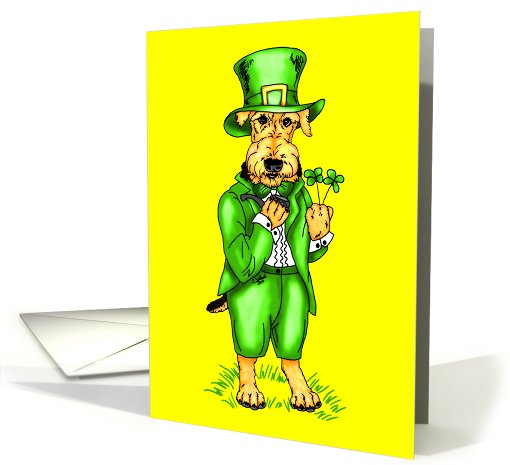 Airedale Terrier St. Patrick's Day Leprechaun Dog Yellow card (577202)