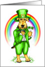 Airedale Terrier St. Patrick’s Day Leprechaun Dog Rainbow card