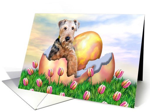 Airedale Terrier Easter Surprise Dog Art card (577204)