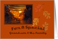 Grandson and His Family Thanksgiving Blessing Card