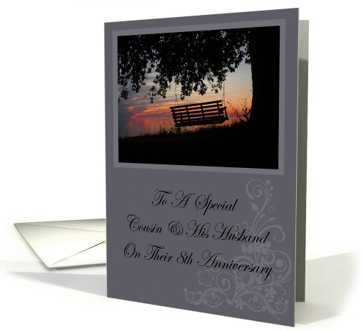 Scenic Beach Sunset Cousin & His Husband 8th Anniversary card