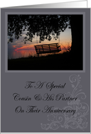 Scenic Beach Sunset Cousin & His Partner Anniversary Card