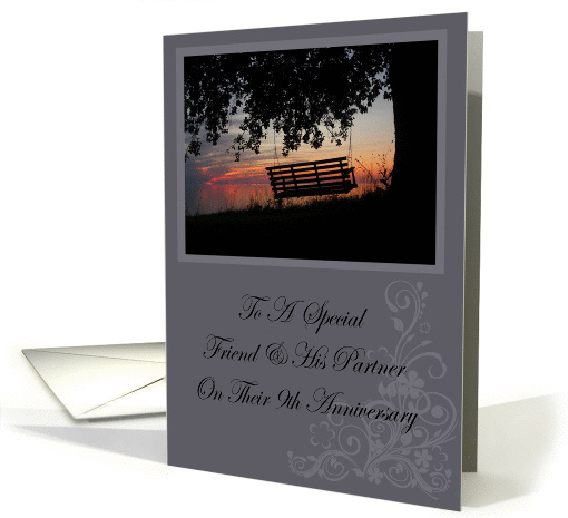 Scenic Beach Sunset Friend & His Partner 9th Anniversary card