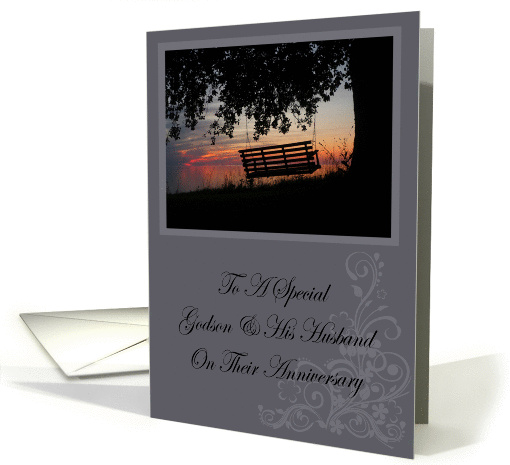 Scenic Beach Sunset Godson & His Husband Anniversary card (1203400)